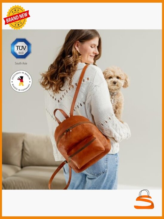 Vintage Genuine Leather Mini Backpack Purse with Pockets main image 5